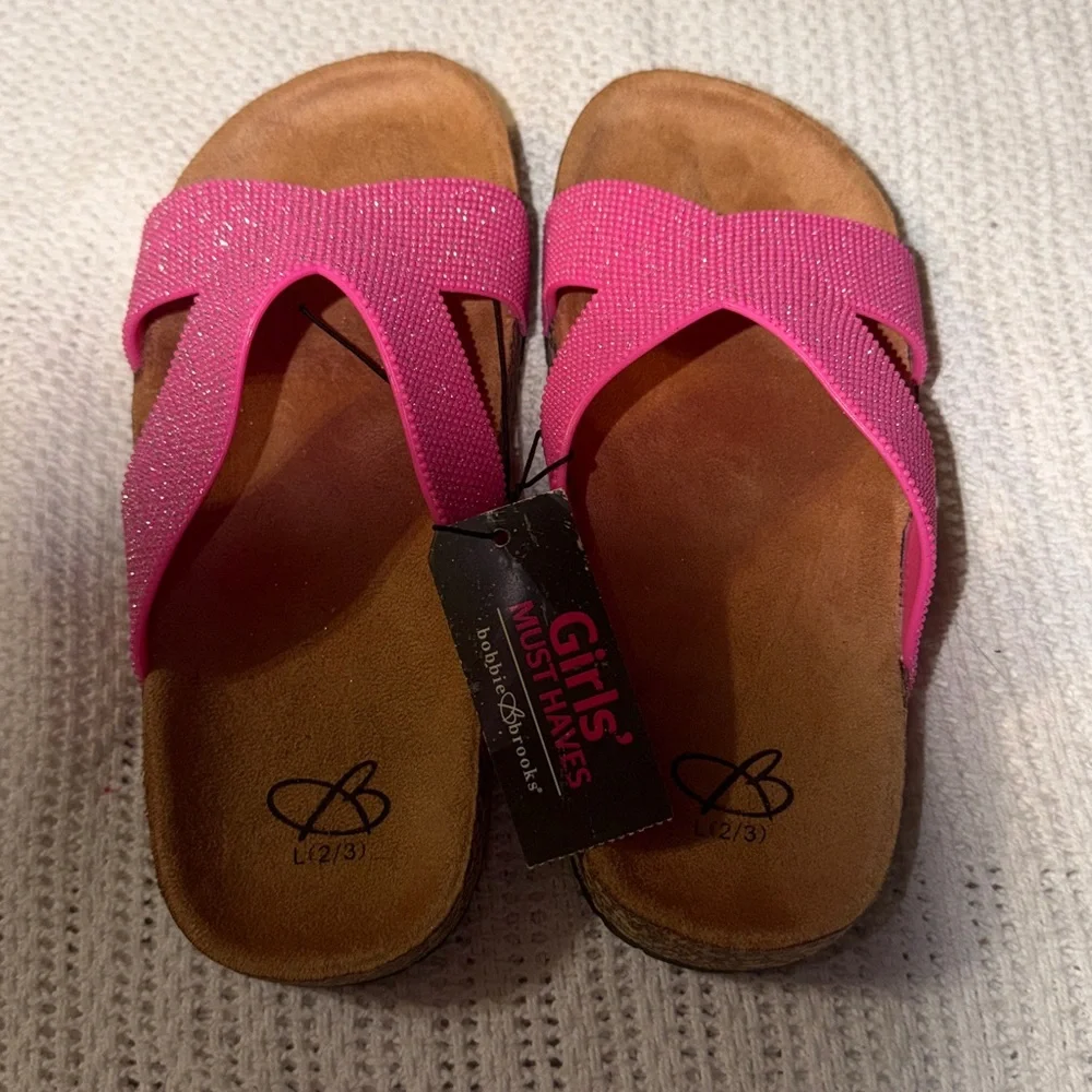 Bobbie Brooks Girls Sandals Size 2/3 Sparkly Pink
